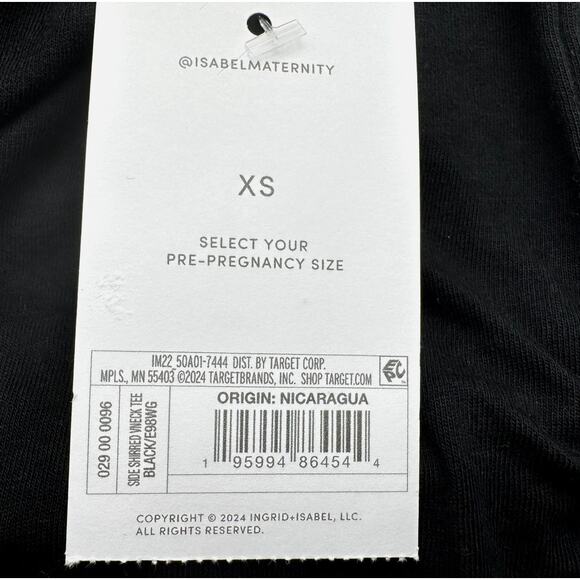 Isabel by Ingrid + Isabel Maternity T-Shirt XS Black Nursing Sheath Mom V-Neck - Picture 3 of 4